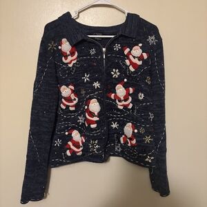 Designers Studio Navy Zip-Up Sweater